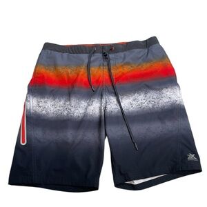 ZeroXposur Gradient Red Gray Men’s Swim Trunks Size Large